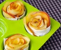 Home cooking Ã¢â¬â rose-shaped apple tarts Royalty Free Stock Photo